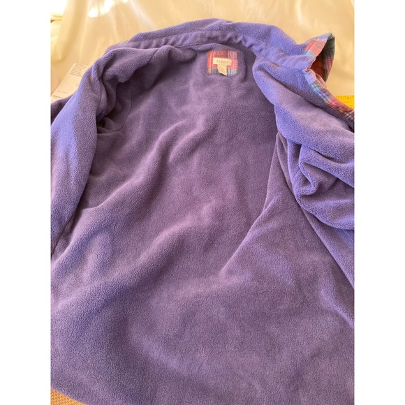 LLBean Plaid Flannel Lined Hooded Shirt Jacket Men's Medium Blue Pink Green - Picture 8 of 10